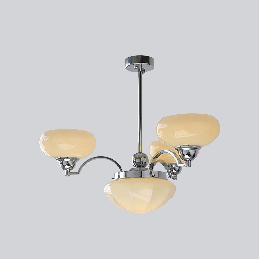Veliniel Chandelier Warre Satin Nickel Glass Iron