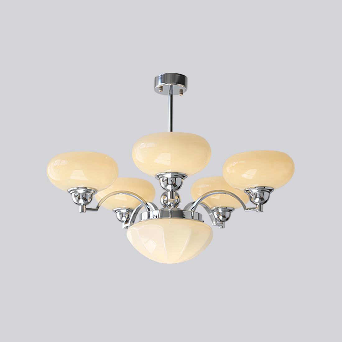 Veliniel Chandelier Warre Satin Nickel Glass Iron