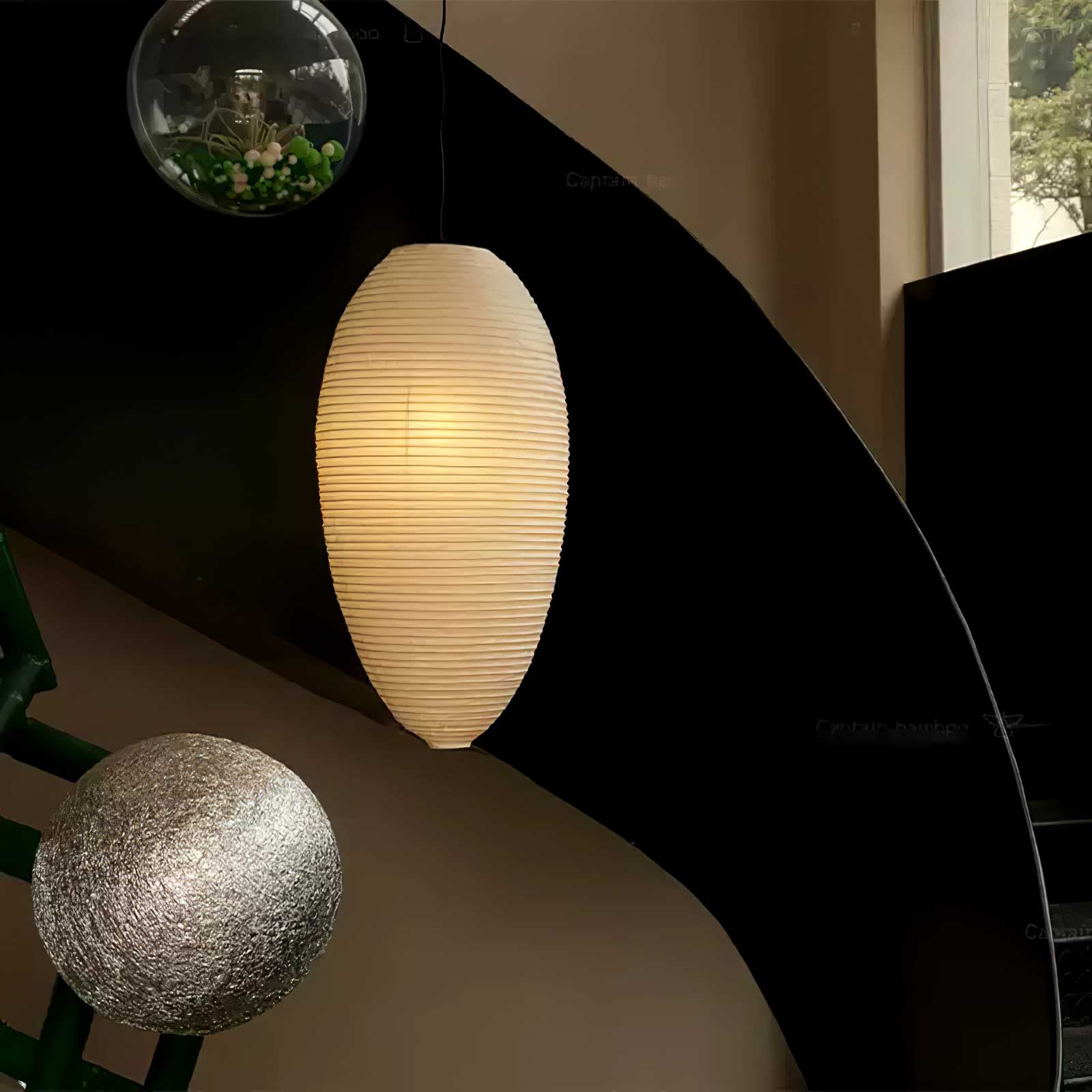 Myraean Modern Minimalist Wabi Chestnut Paper Bamboo Pendant Lamp