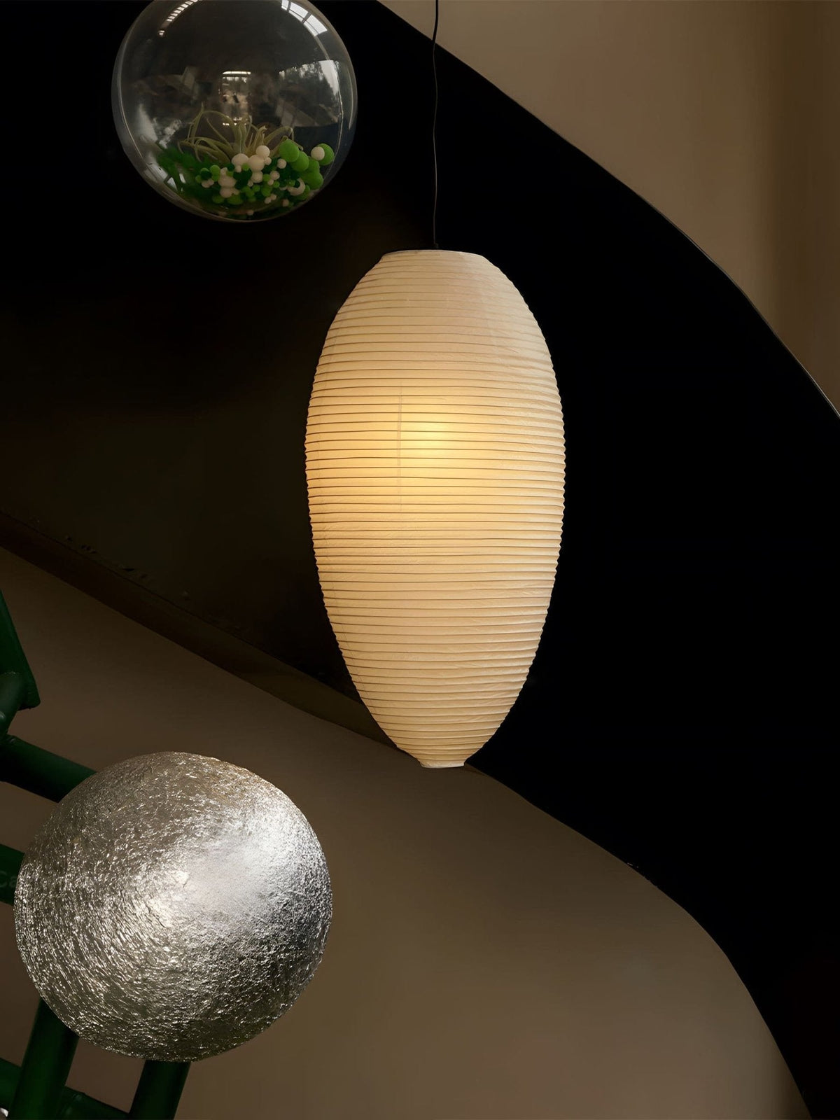 Myraean Modern Minimalist Wabi Chestnut Paper Bamboo Pendant Lamp