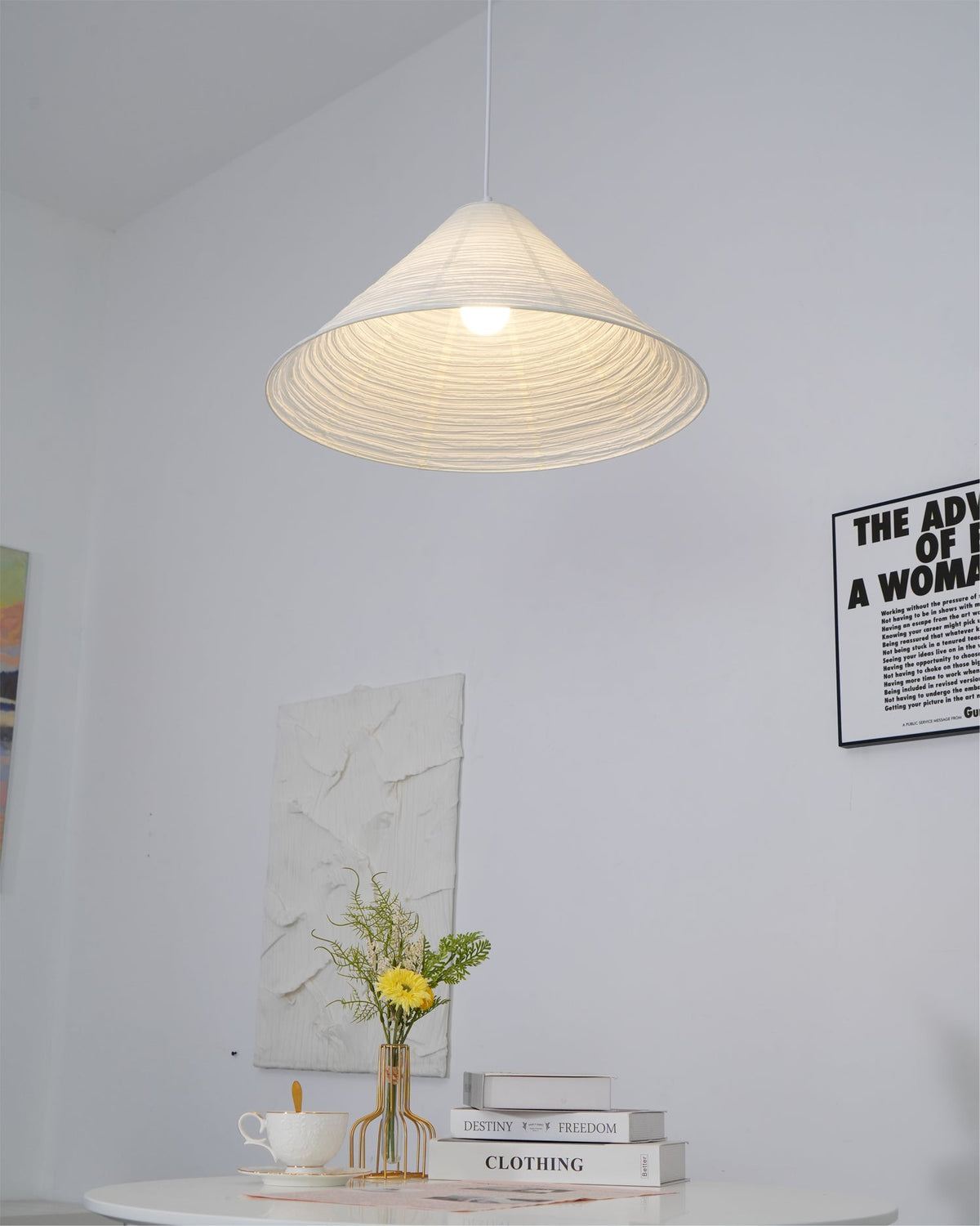 Conic Paper Pyramid Pendant Lamp