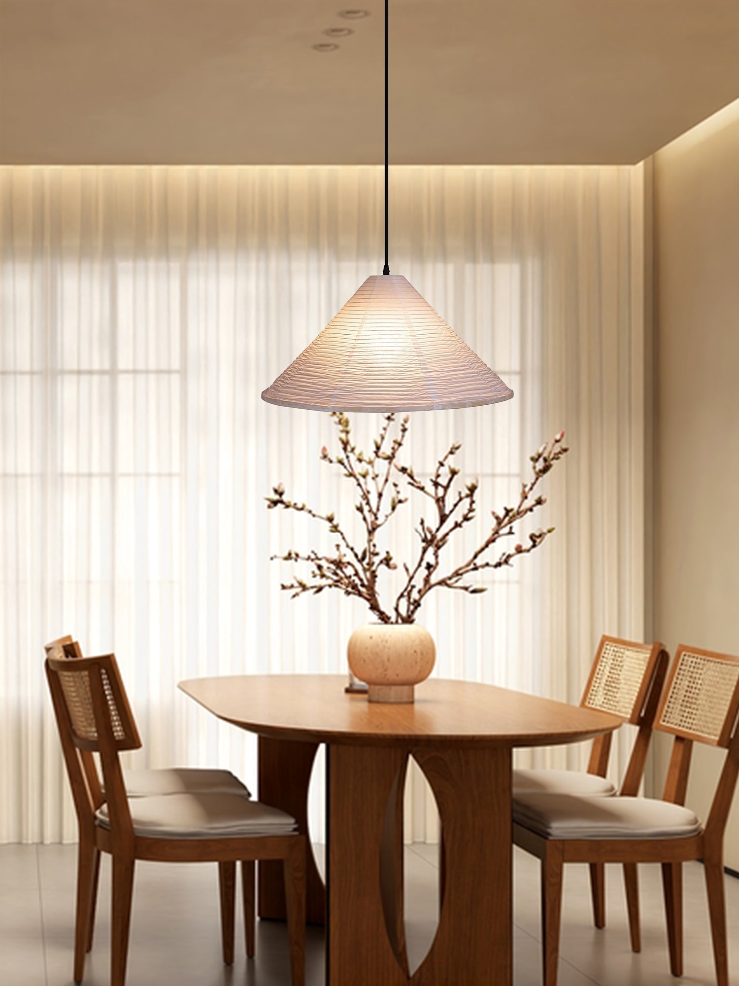 Conic Paper Pyramid Pendant Lamp