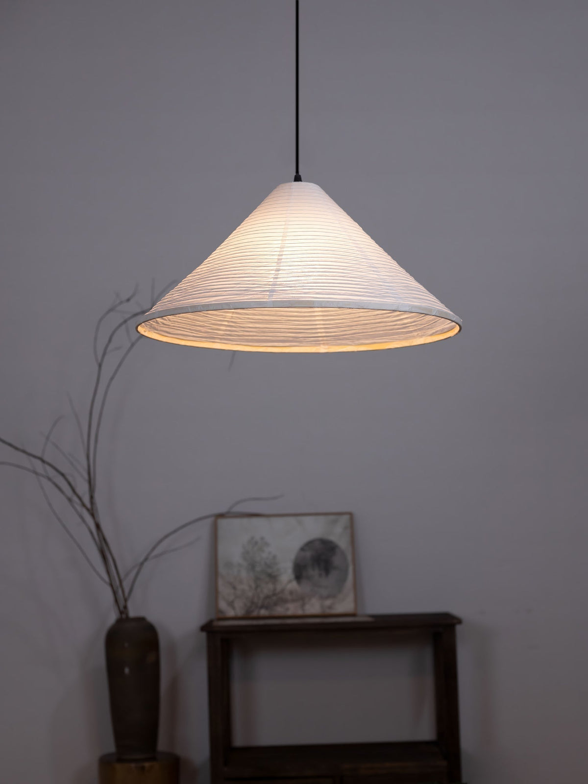 Conic Paper Pyramid Pendant Lamp