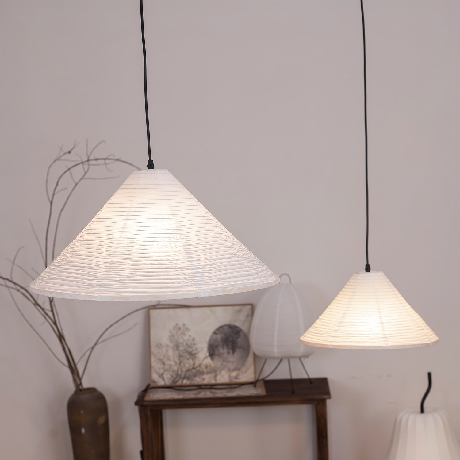 Conic Paper Pyramid Pendant Lamp