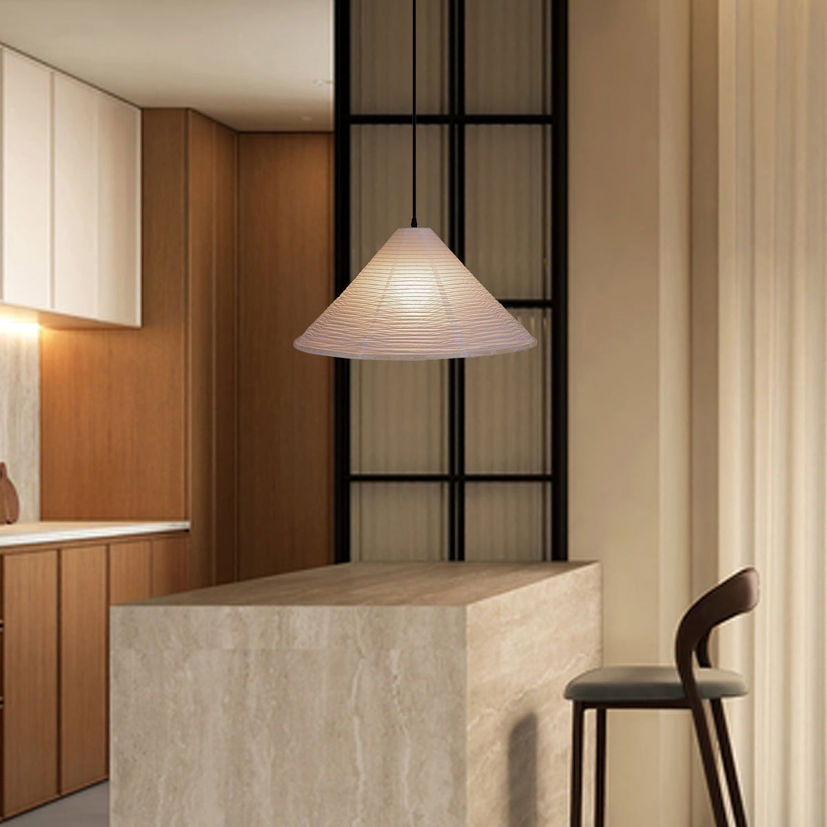 Conic Paper Pyramid Pendant Lamp