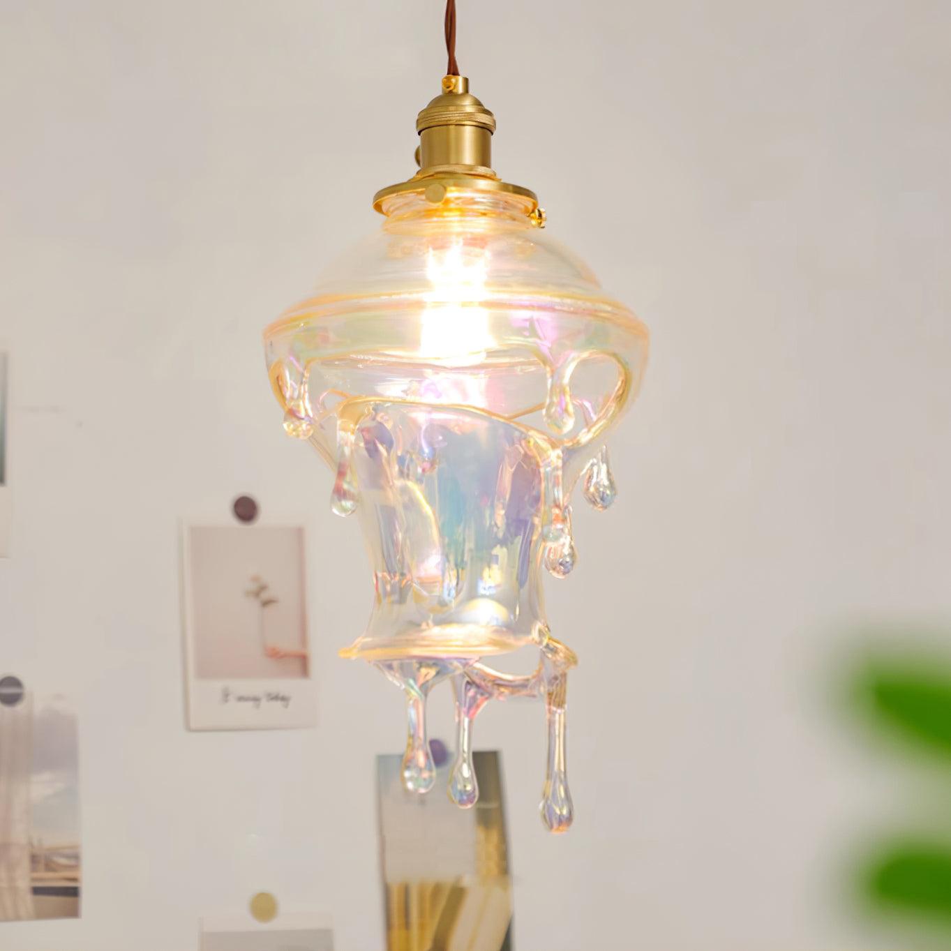 Pendant Lamp Iridescent Water Drop Shade Artistic Glow - Neutral Decor