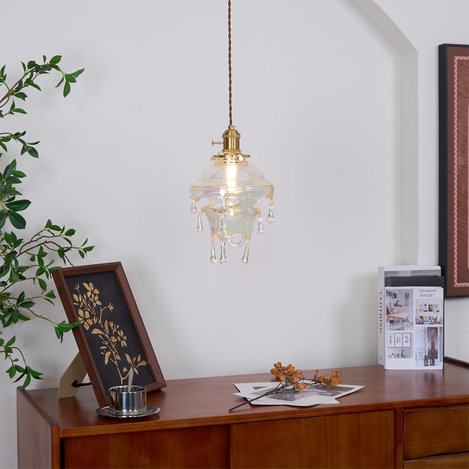 Pendant Lamp Iridescent Water Drop Shade Artistic Glow - Neutral Decor
