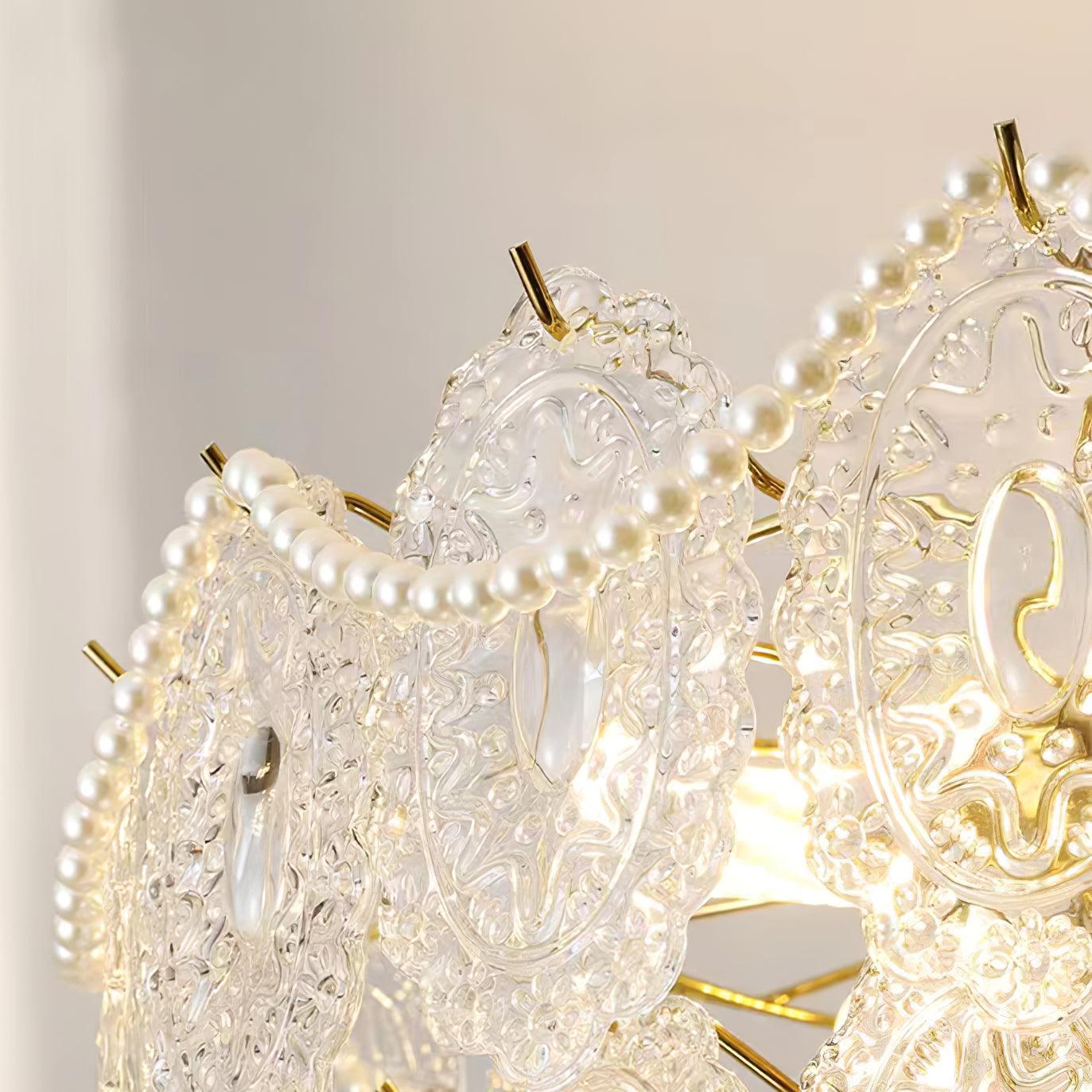 Orieleon Chandelier Wave Pearl Gold Modern