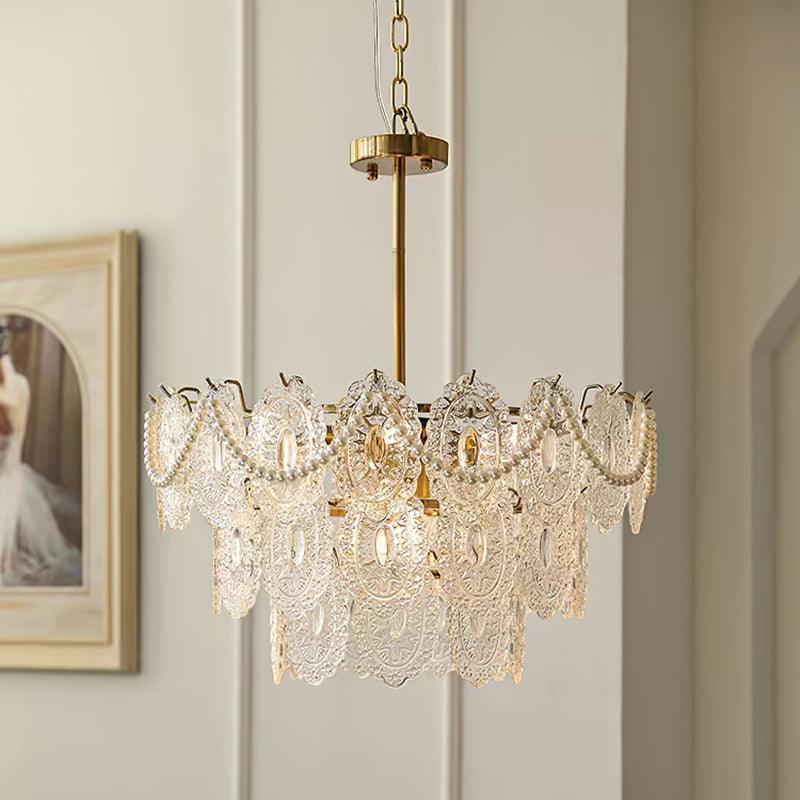 Orieleon Chandelier Wave Pearl Gold Modern