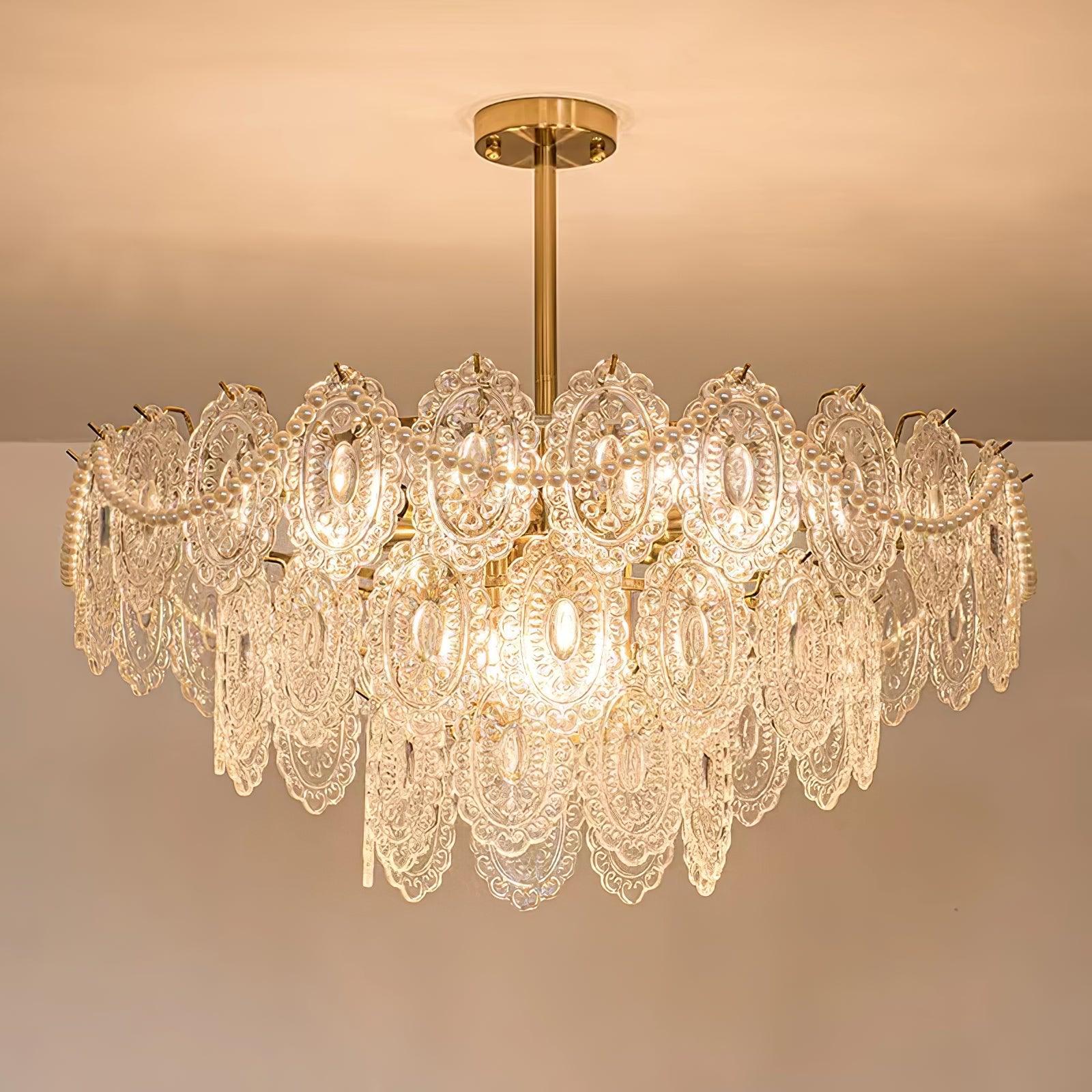 Orieleon Chandelier Wave Pearl Gold Modern
