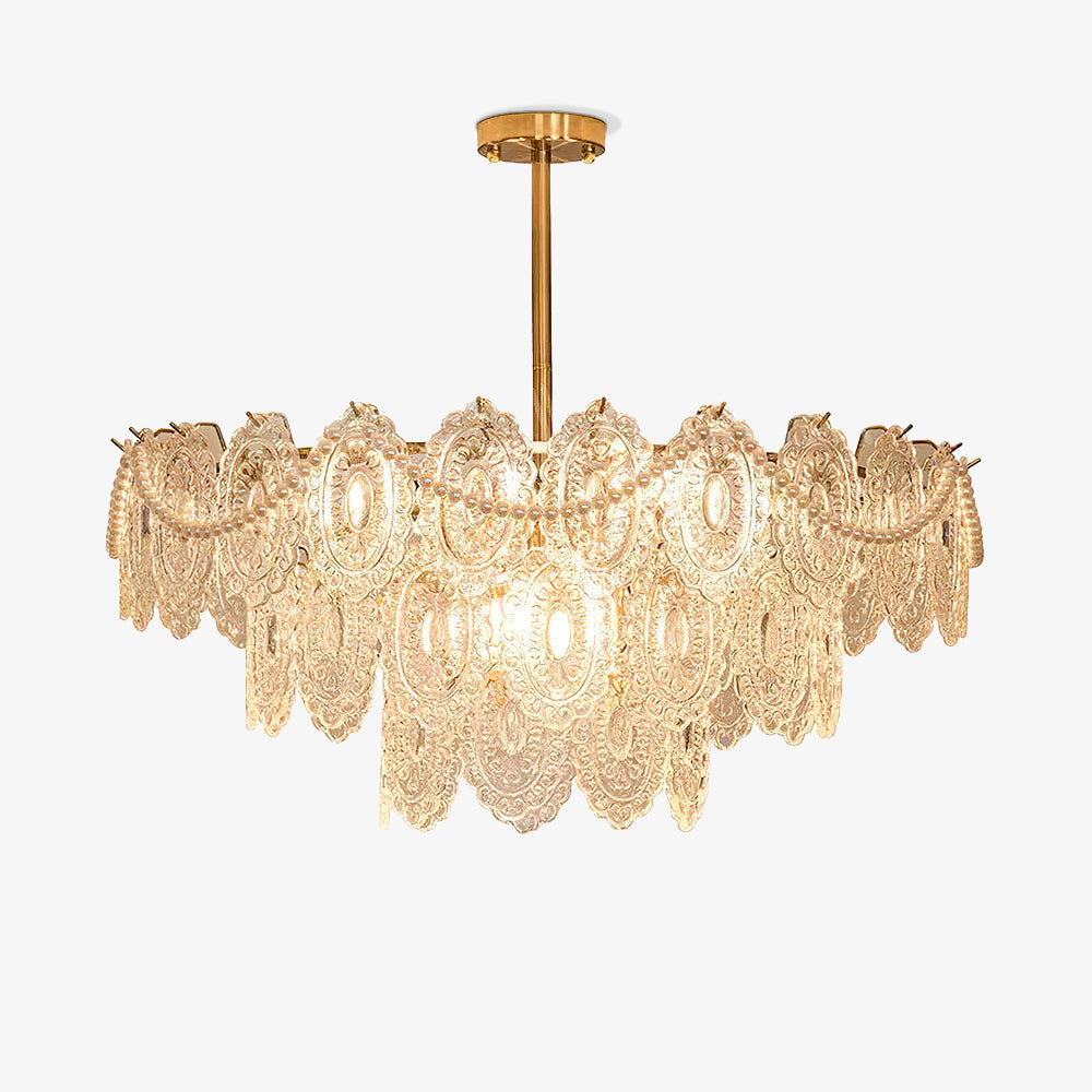 Orieleon Chandelier Wave Pearl Gold Modern