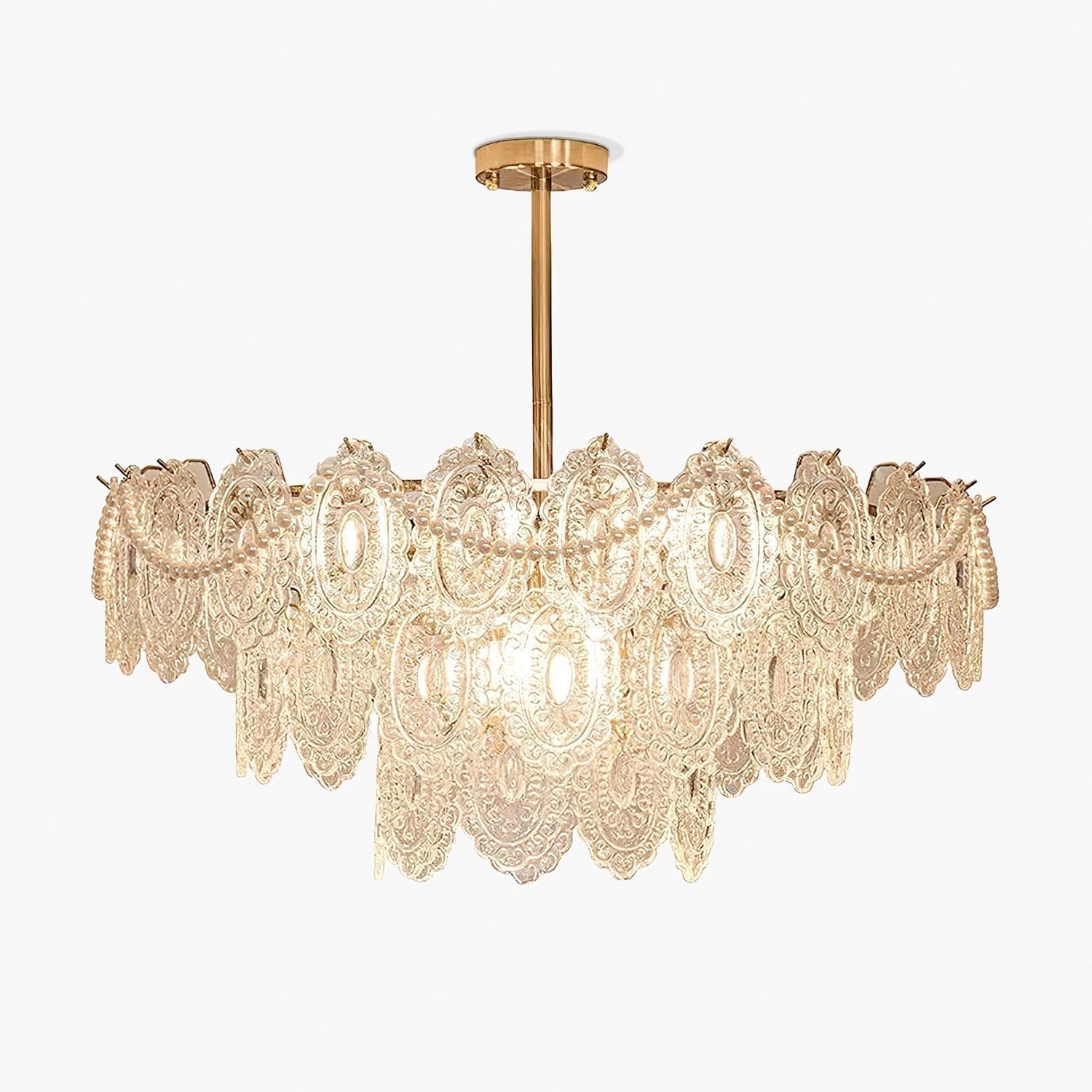 Orieleon Chandelier Wave Pearl Gold Modern