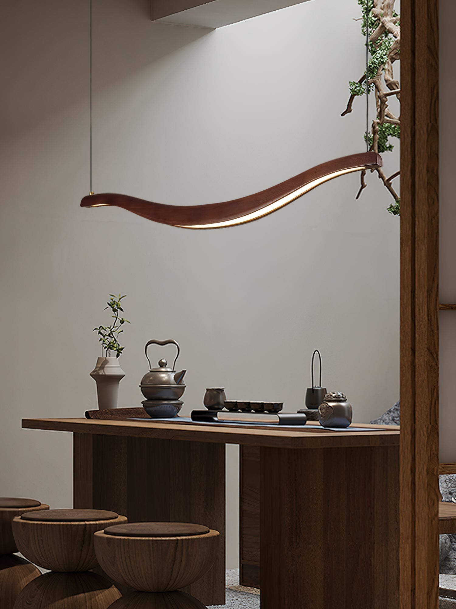 Elvuaria Chandelier Wood Waveform Elegant