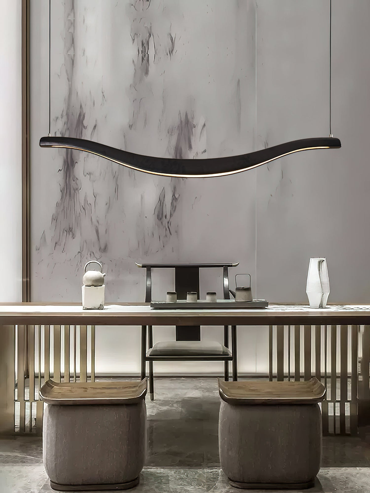 Elvuaria Chandelier Wood Waveform Elegant
