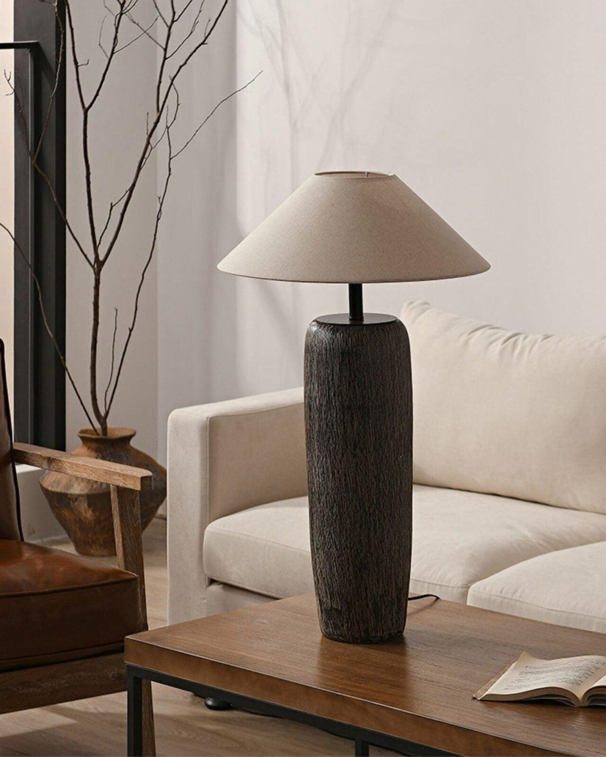 Hael Weathered Wood Grain Floor Lamp