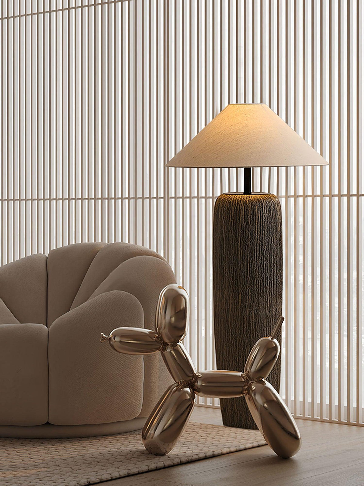 Hael Weathered Wood Grain Floor Lamp