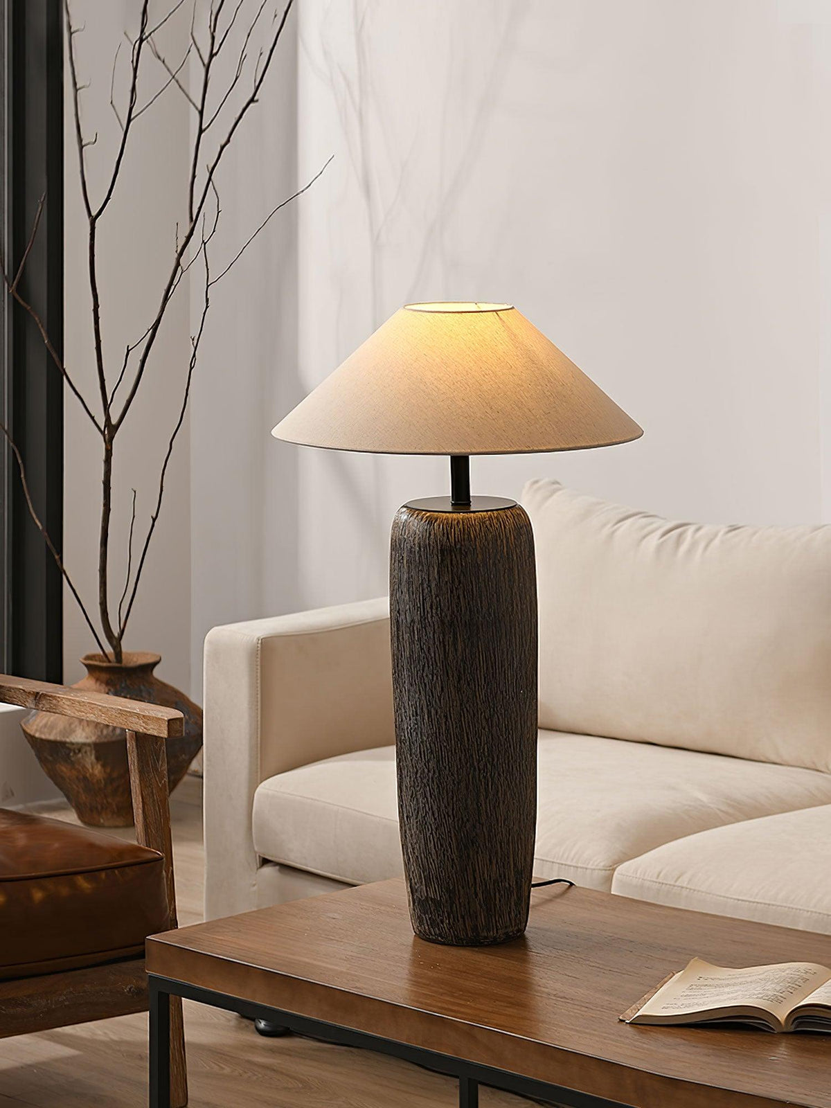 Hael Weathered Wood Grain Floor Lamp