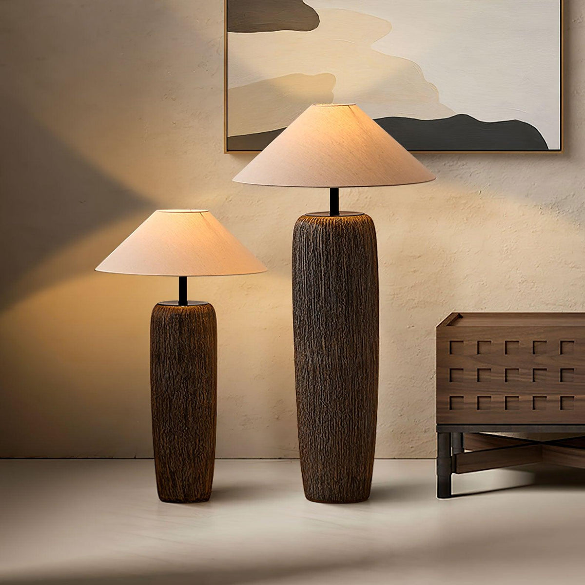 Hael Weathered Wood Grain Floor Lamp