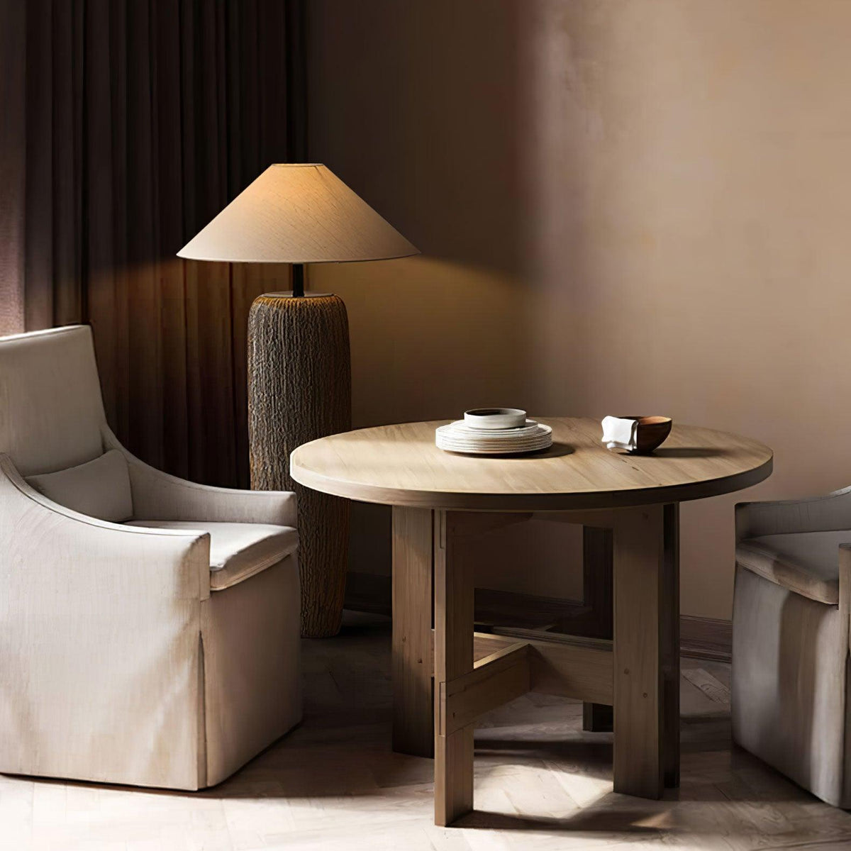 Hael Weathered Wood Grain Floor Lamp