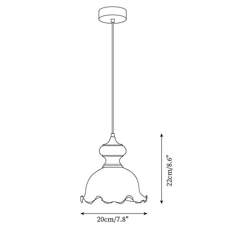 Weiana Pendant Lamp Glass Rippled Scalloped Vintage - Neutral Decor