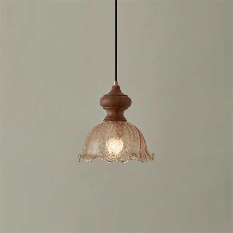 Weiana Pendant Lamp Glass Rippled Scalloped Vintage - Neutral Decor