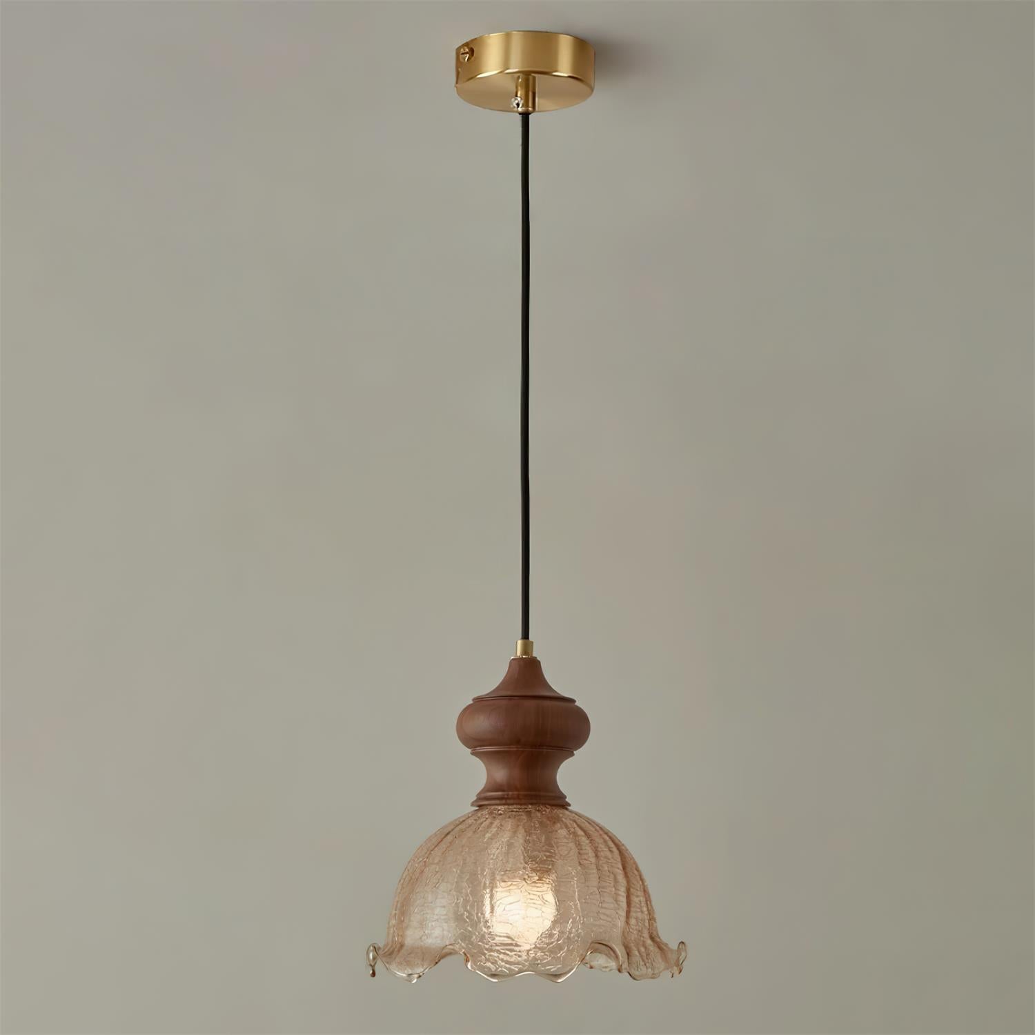 Weiana Pendant Lamp Glass Rippled Scalloped Vintage - Neutral Decor