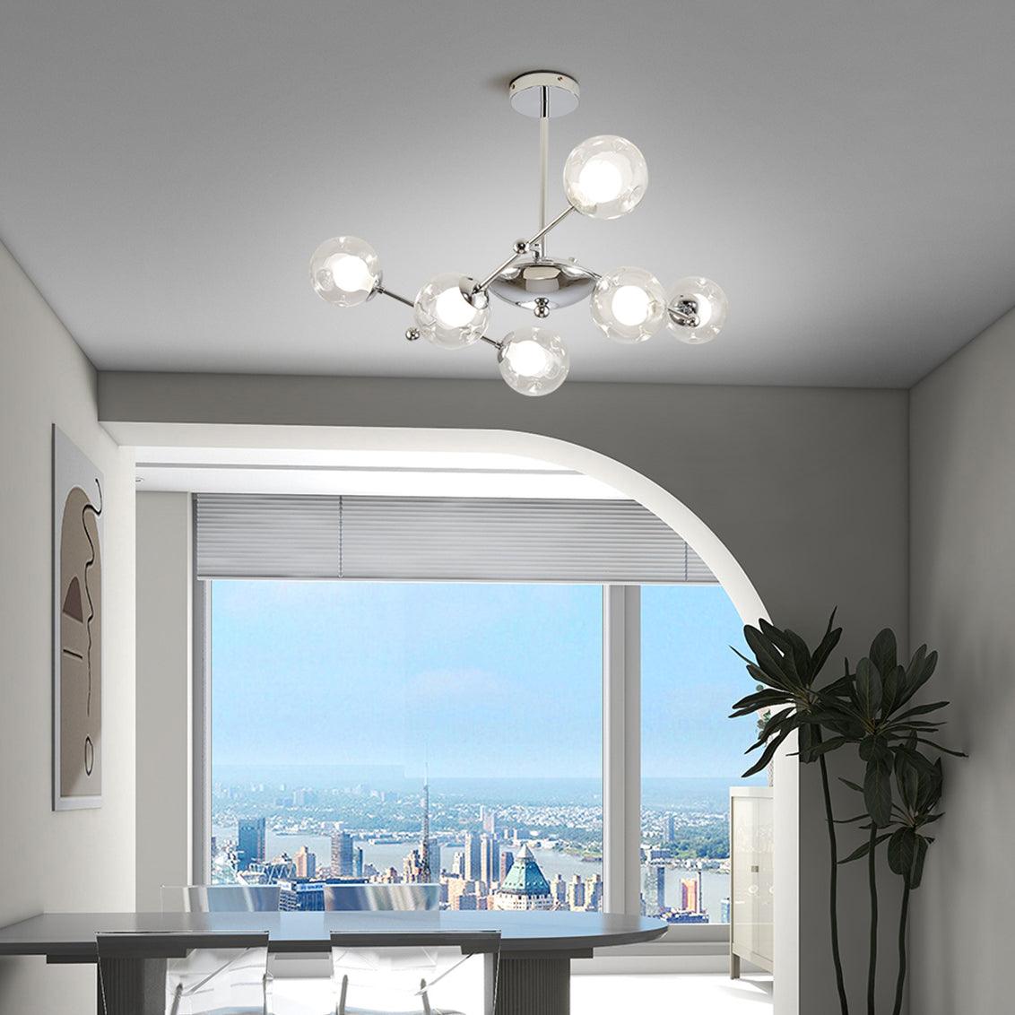 Lioreaine Chandelier Chrome Glass