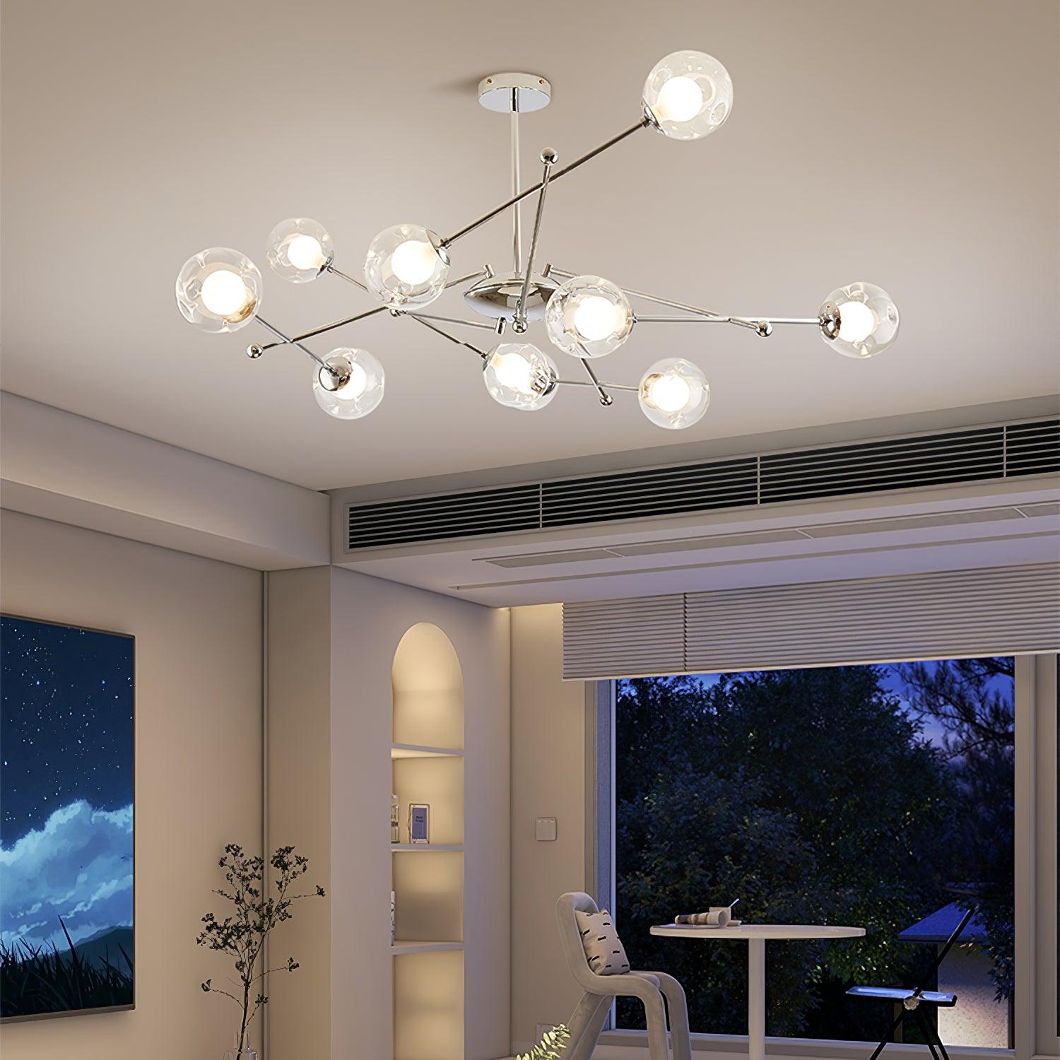 Lioreaine Chandelier Chrome Glass