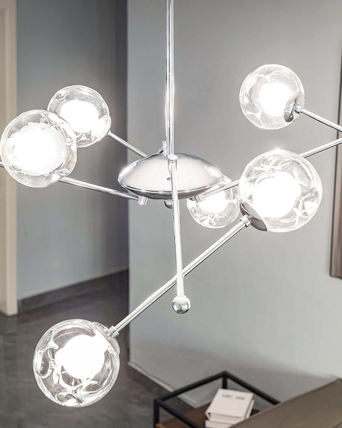 Lioreaine Chandelier Chrome Glass