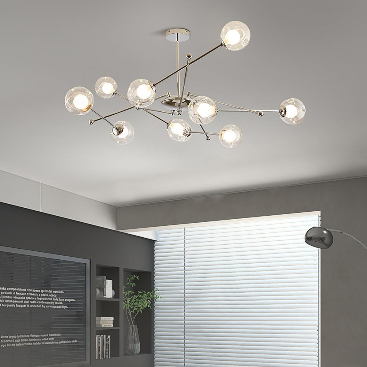 Lioreaine Chandelier Chrome Glass
