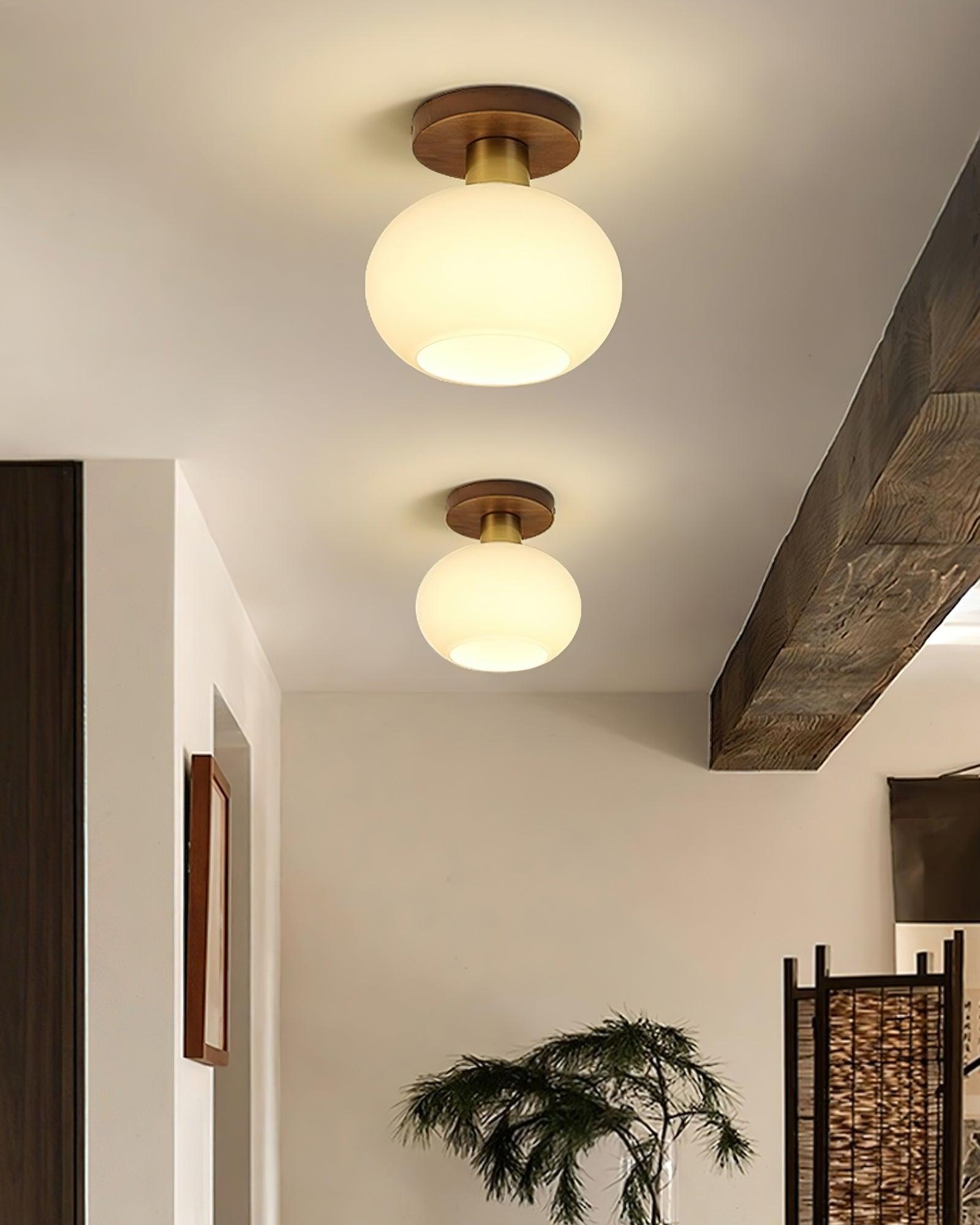 Elorusl Nordic Art White Shell Glass Ceiling Lamp
