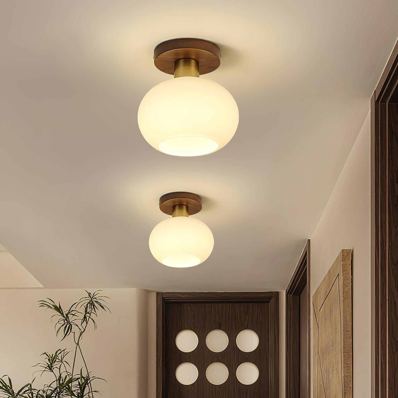 Elorusl Nordic Art White Shell Glass Ceiling Lamp