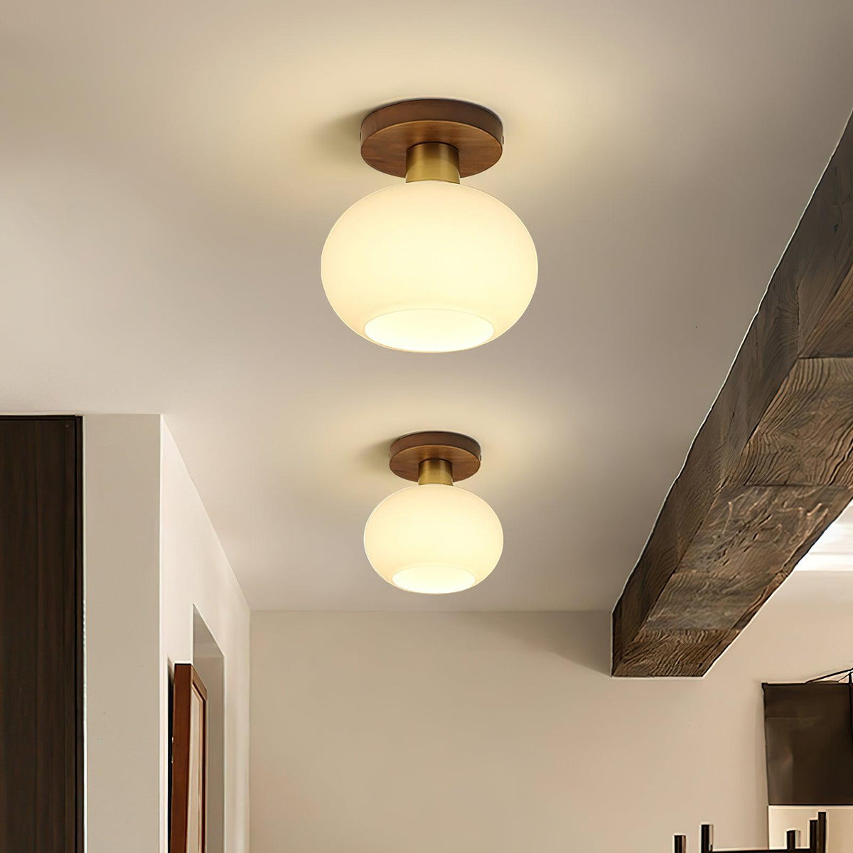 Elorusl Nordic Art White Shell Glass Ceiling Lamp