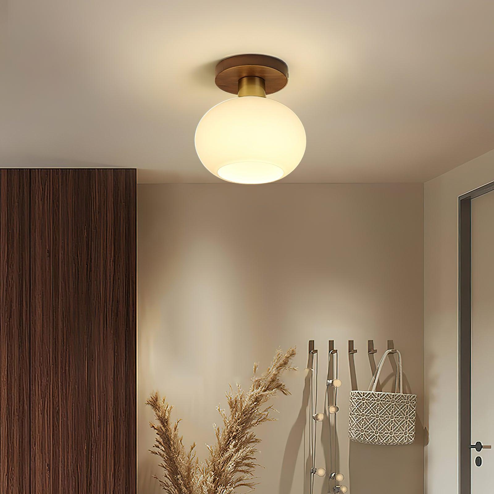 Elorusl Nordic Art White Shell Glass Ceiling Lamp