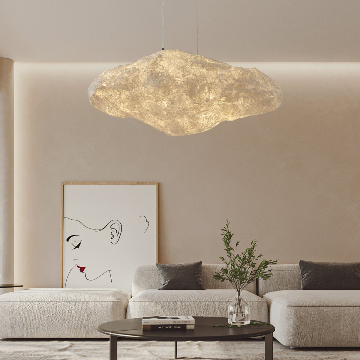 Elliros Textured Paper Pulp Pendant Light