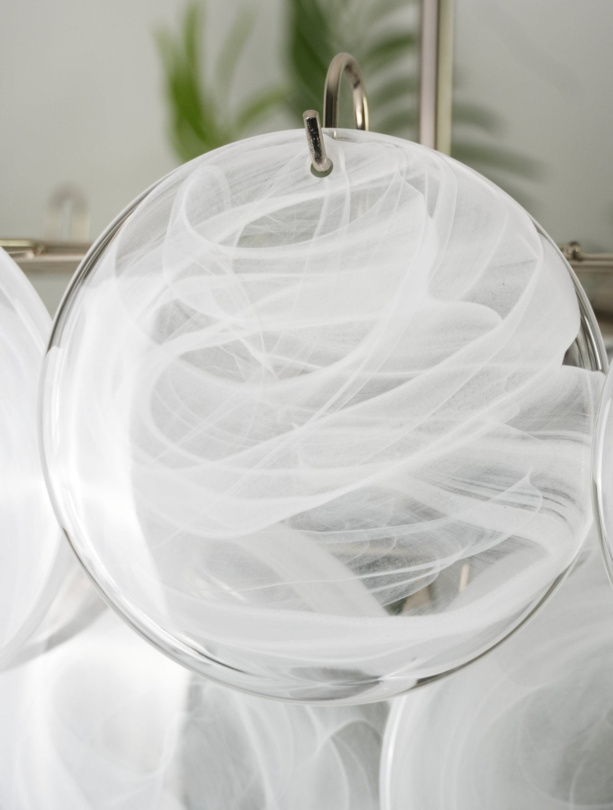 Veloelle Chandelier White Murano Glass Disc Contemporary