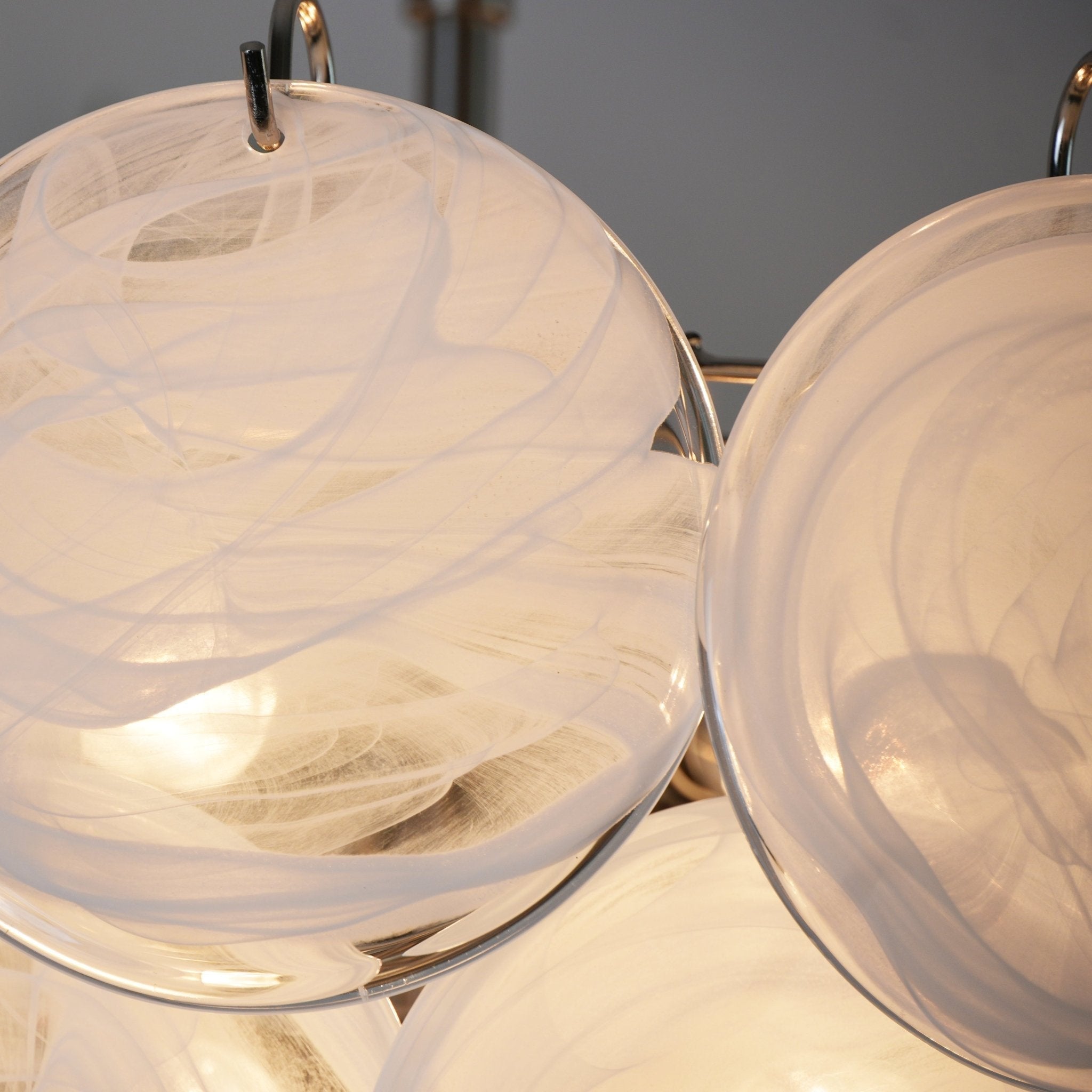 Veloelle Chandelier White Murano Glass Disc Contemporary