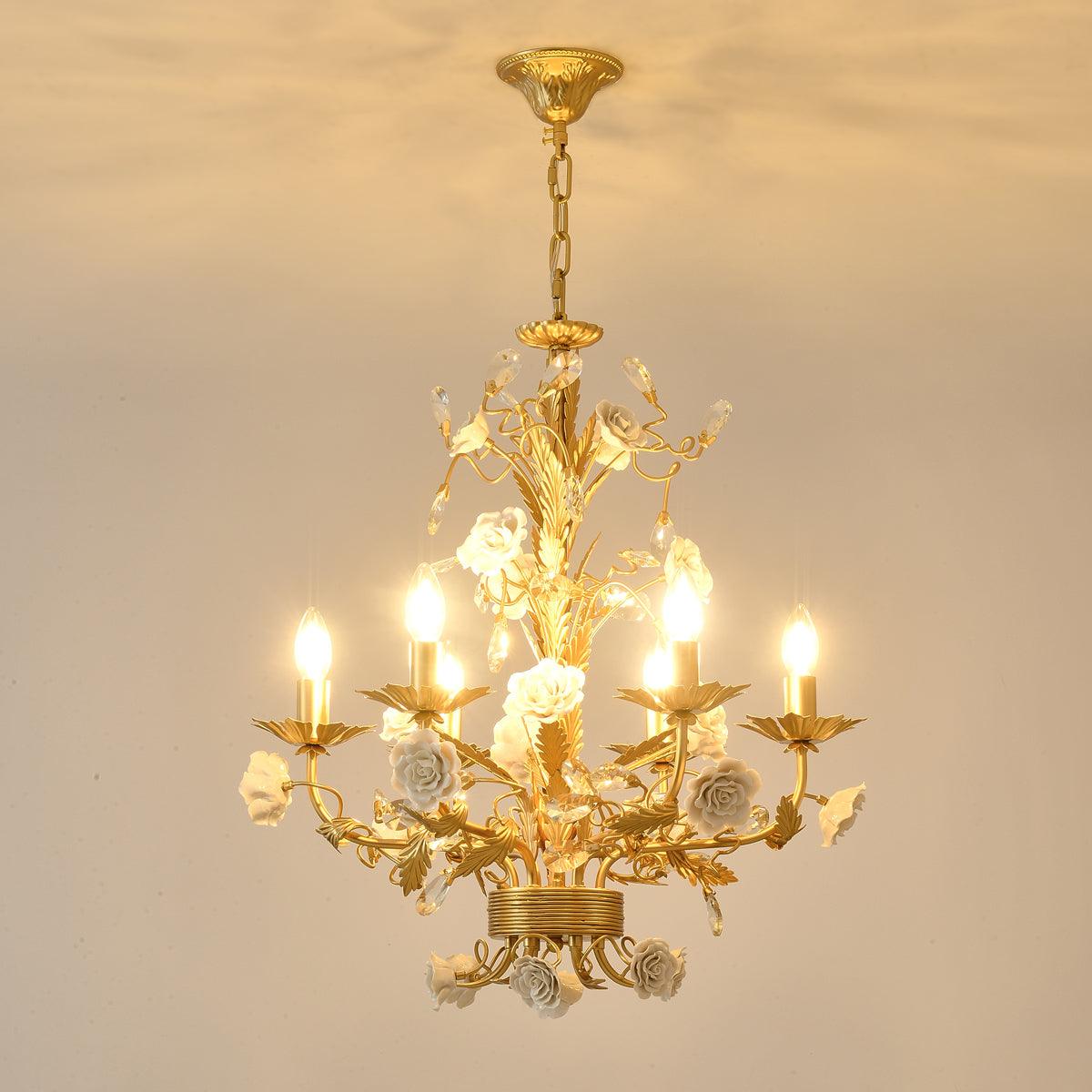Elyarelle Chandelier White Rose Crystal