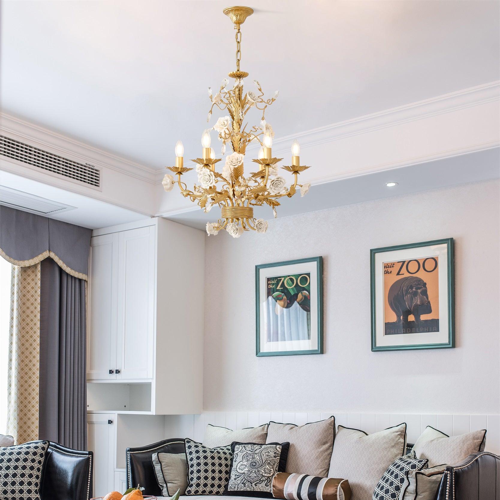 Elyarelle Chandelier White Rose Crystal