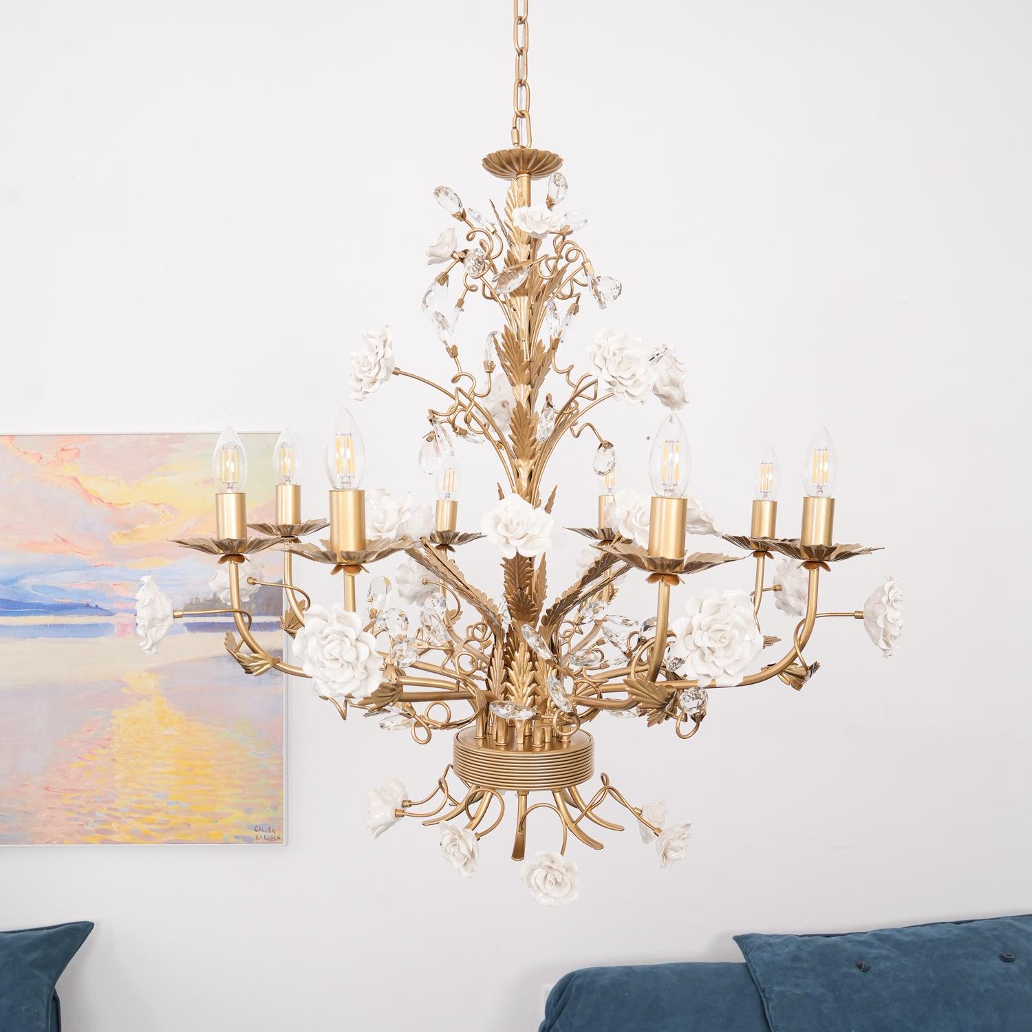 Elyarelle Chandelier White Rose Crystal
