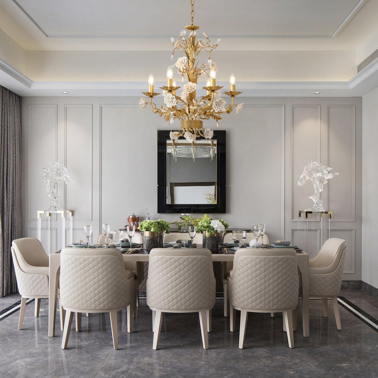 Elyarelle Chandelier White Rose Crystal