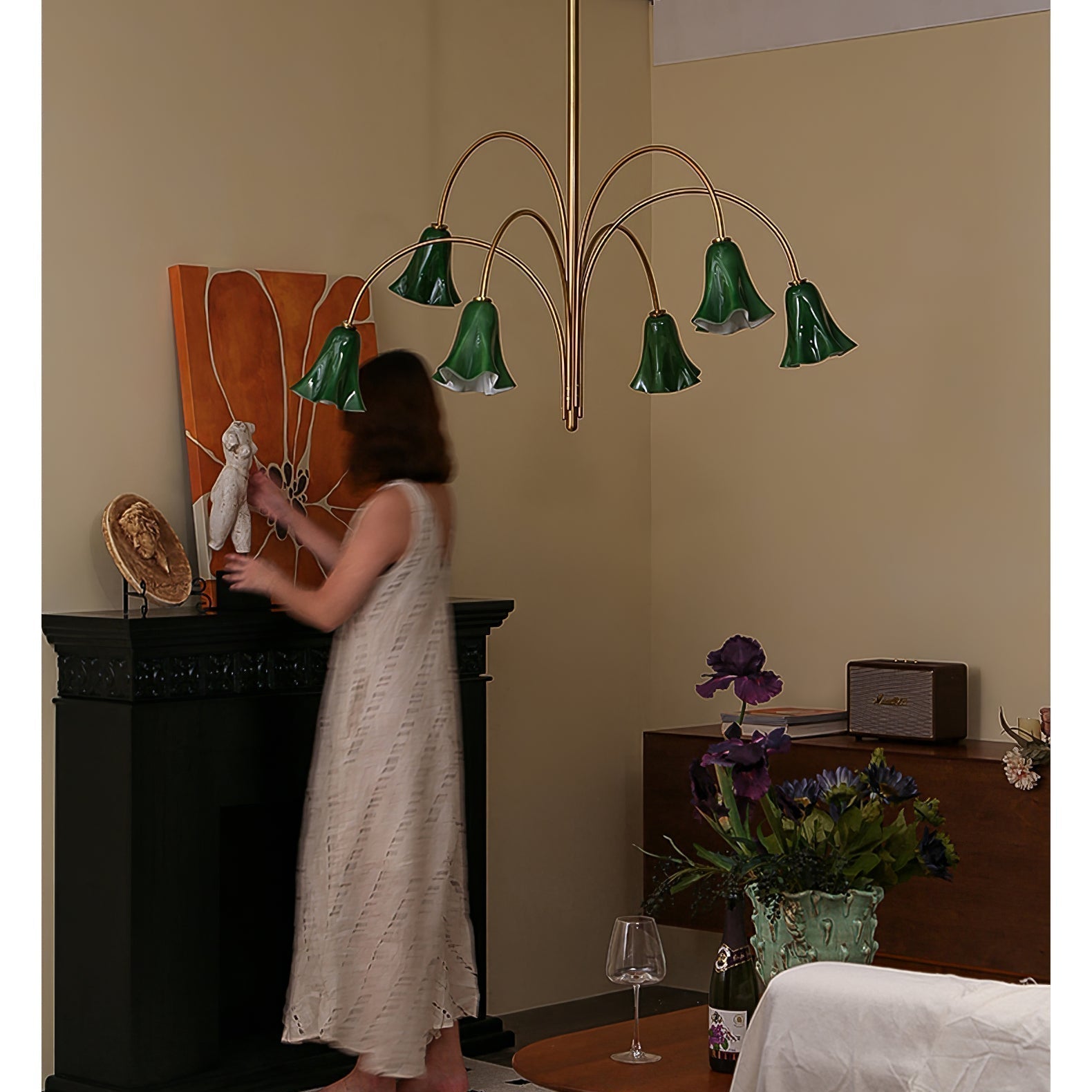 EmeraldBell Glass Pendant Chandelier