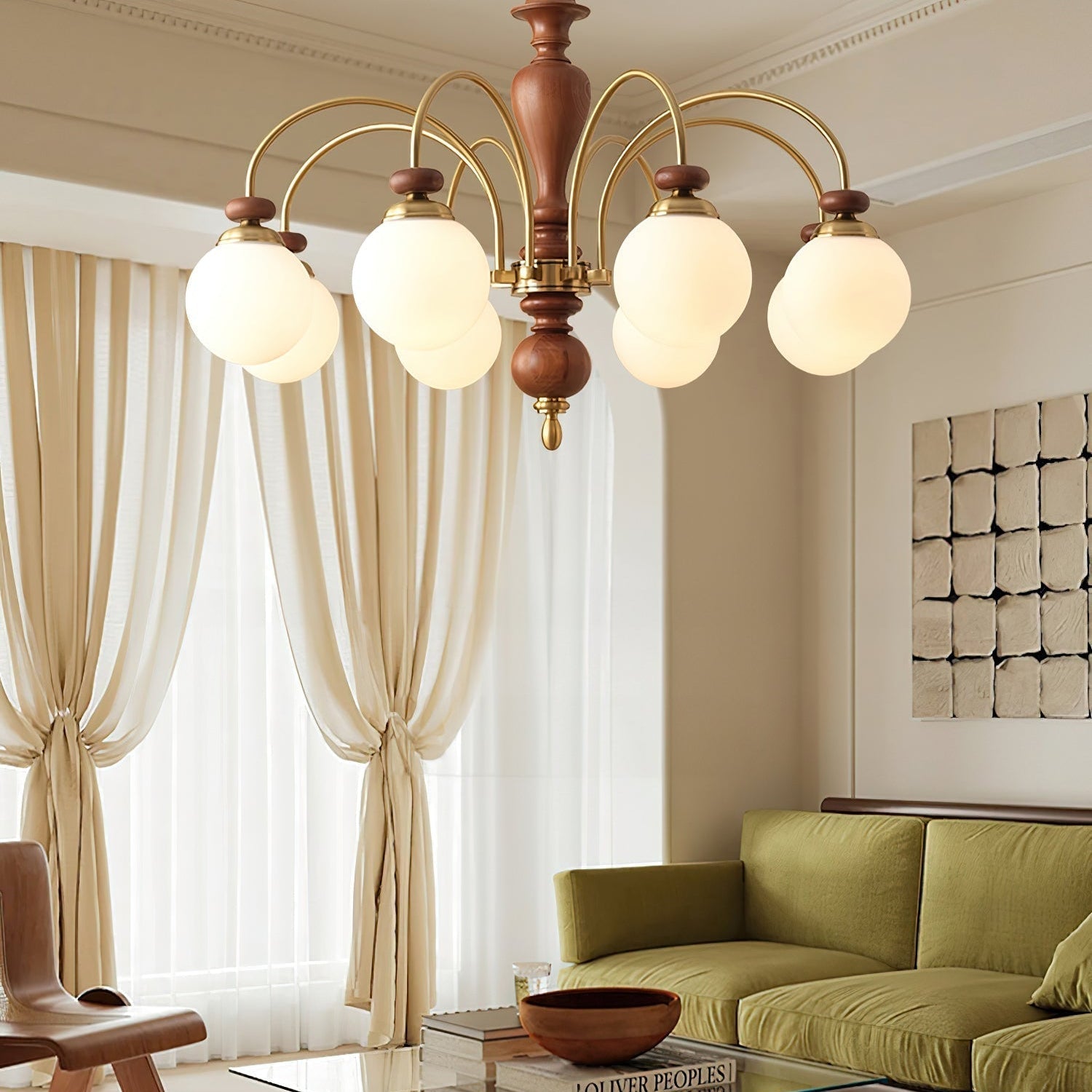 Solara Chandelier Classic Wooden Brass - Neutral Decor