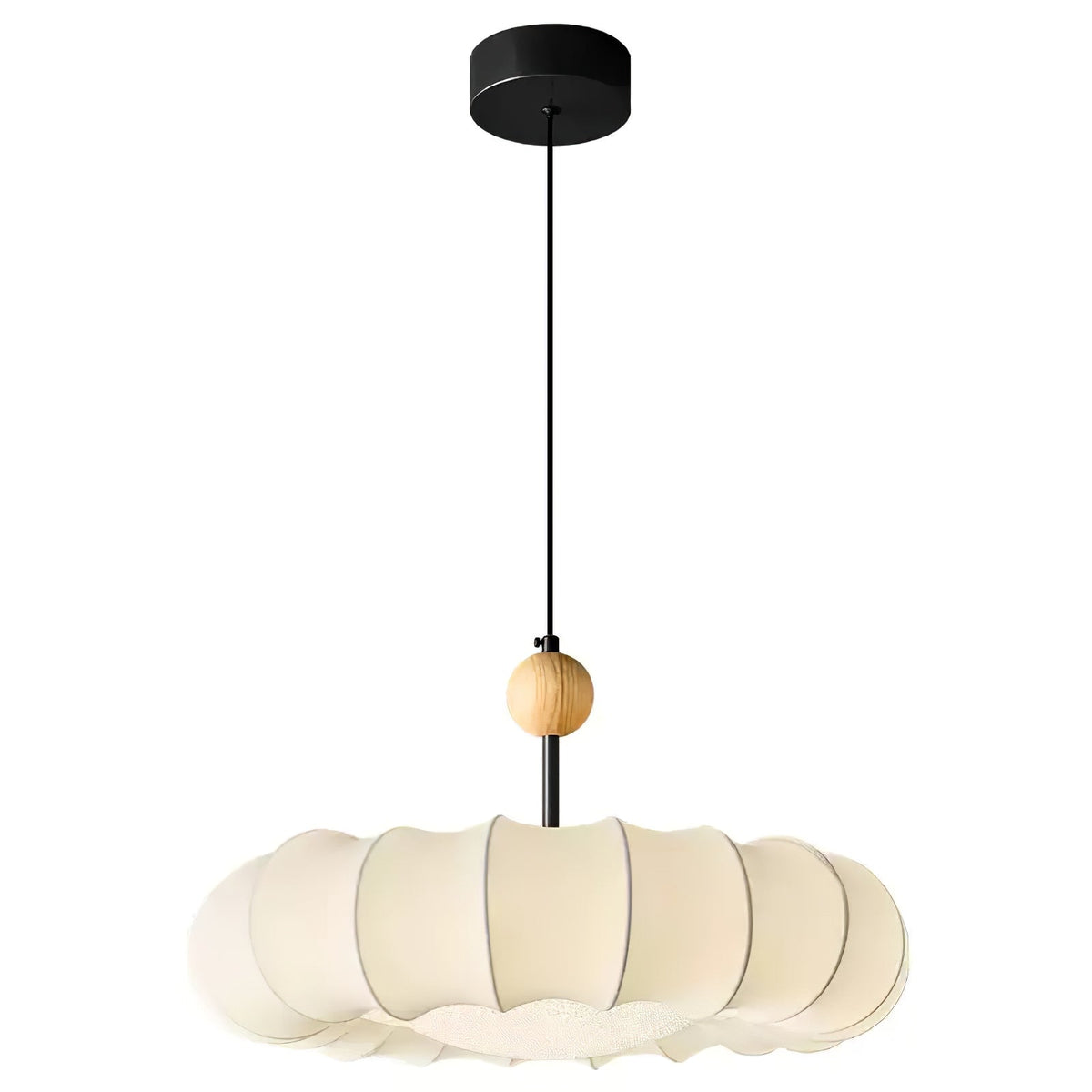 Embers Traditional Natural Veil Wood Fabric Pendant Light