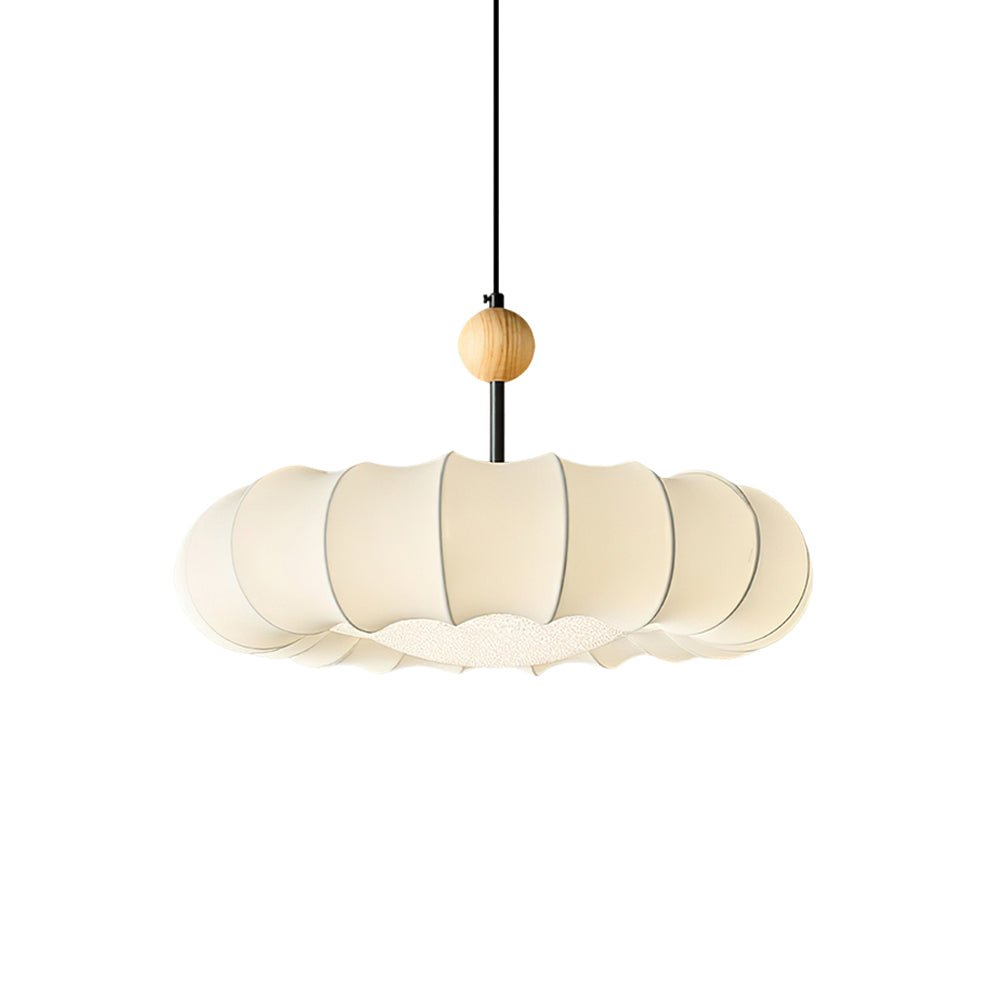 Embers Traditional Natural Veil Wood Fabric Pendant Light