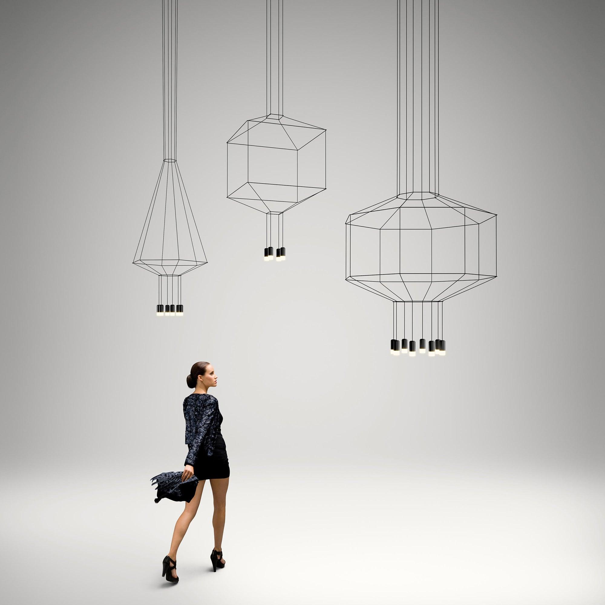 Elaalora Pendant Lamp Geometric Wire Black LED