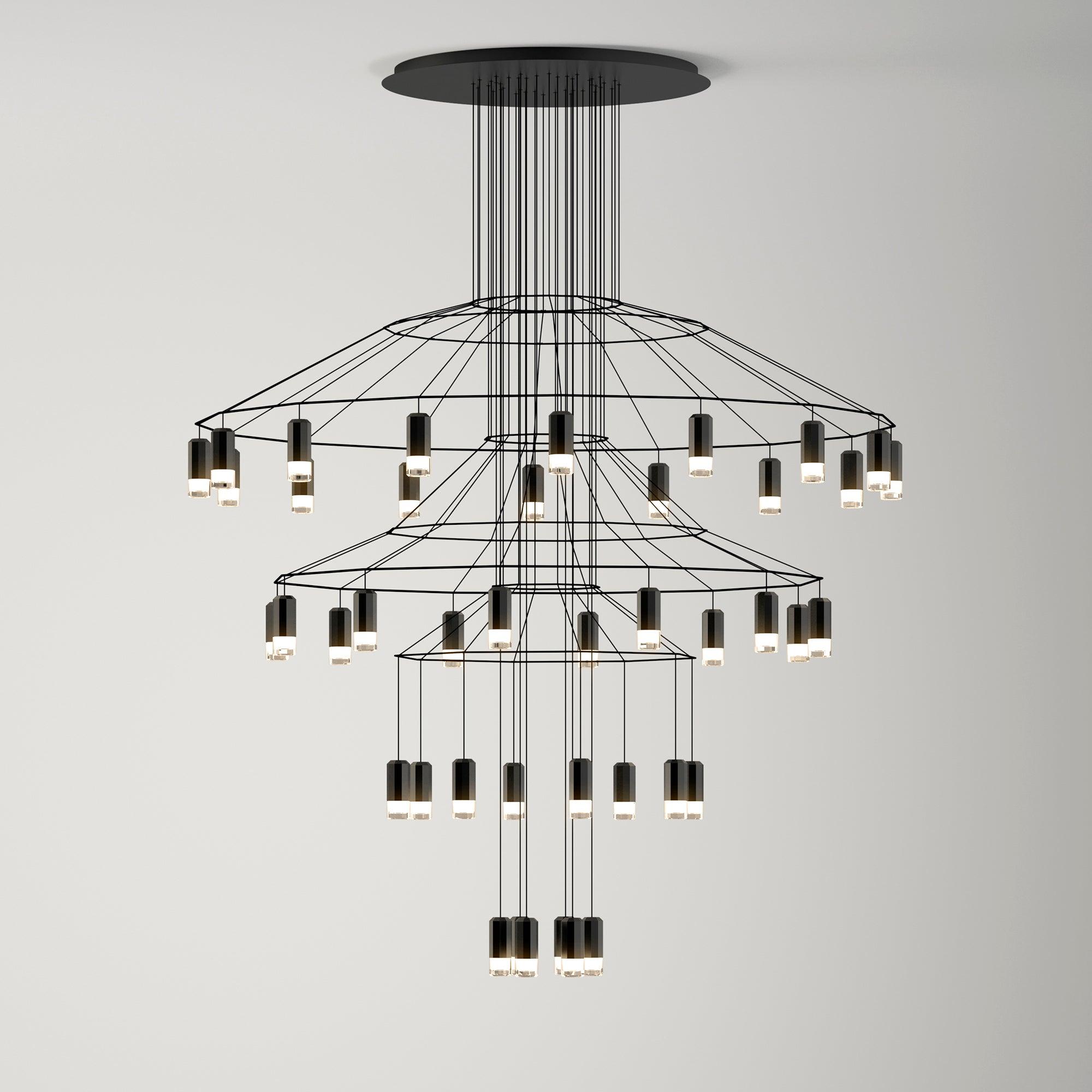 Tevenq Chandelier Lines Black Wireframe LED