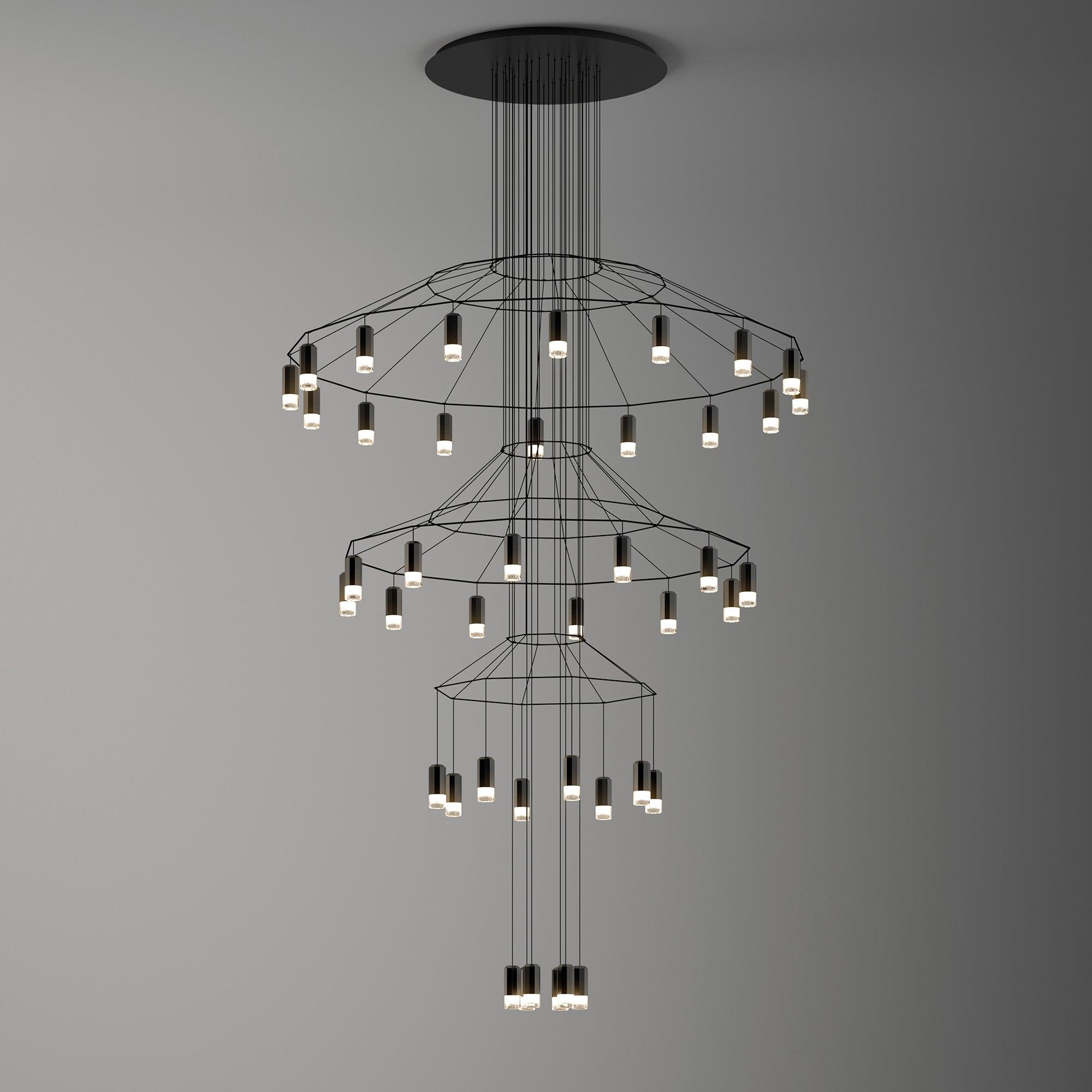 Tevenq Chandelier Lines Black Wireframe LED