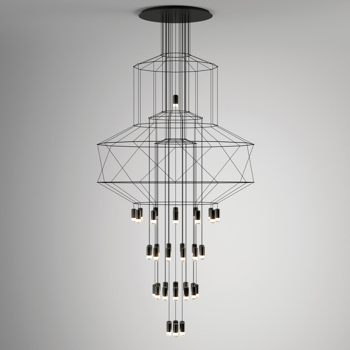 Tevenq Chandelier Lines Black Wireframe LED