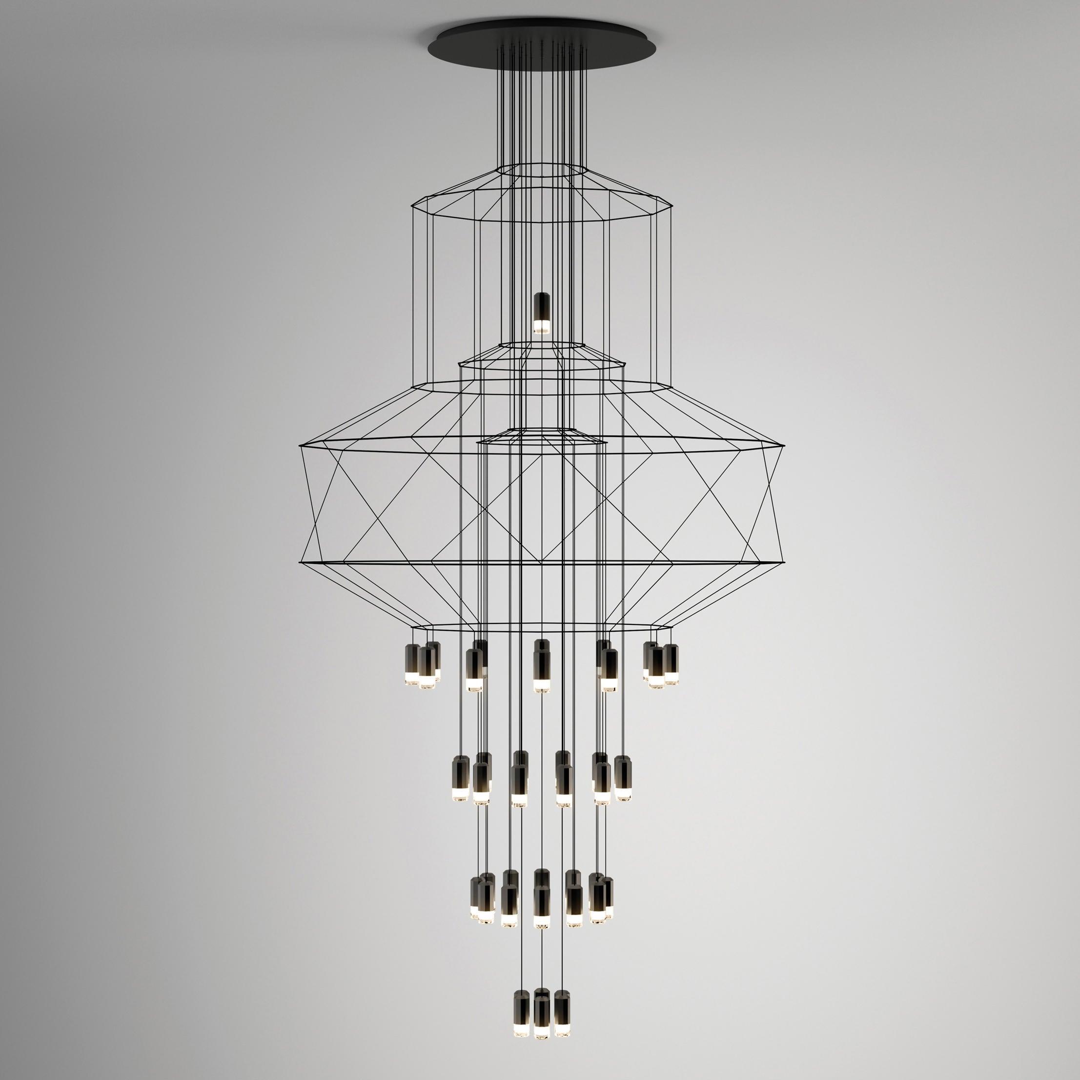Tevenq Chandelier Lines Black Wireframe LED